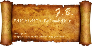 Fábián Balambér névjegykártya